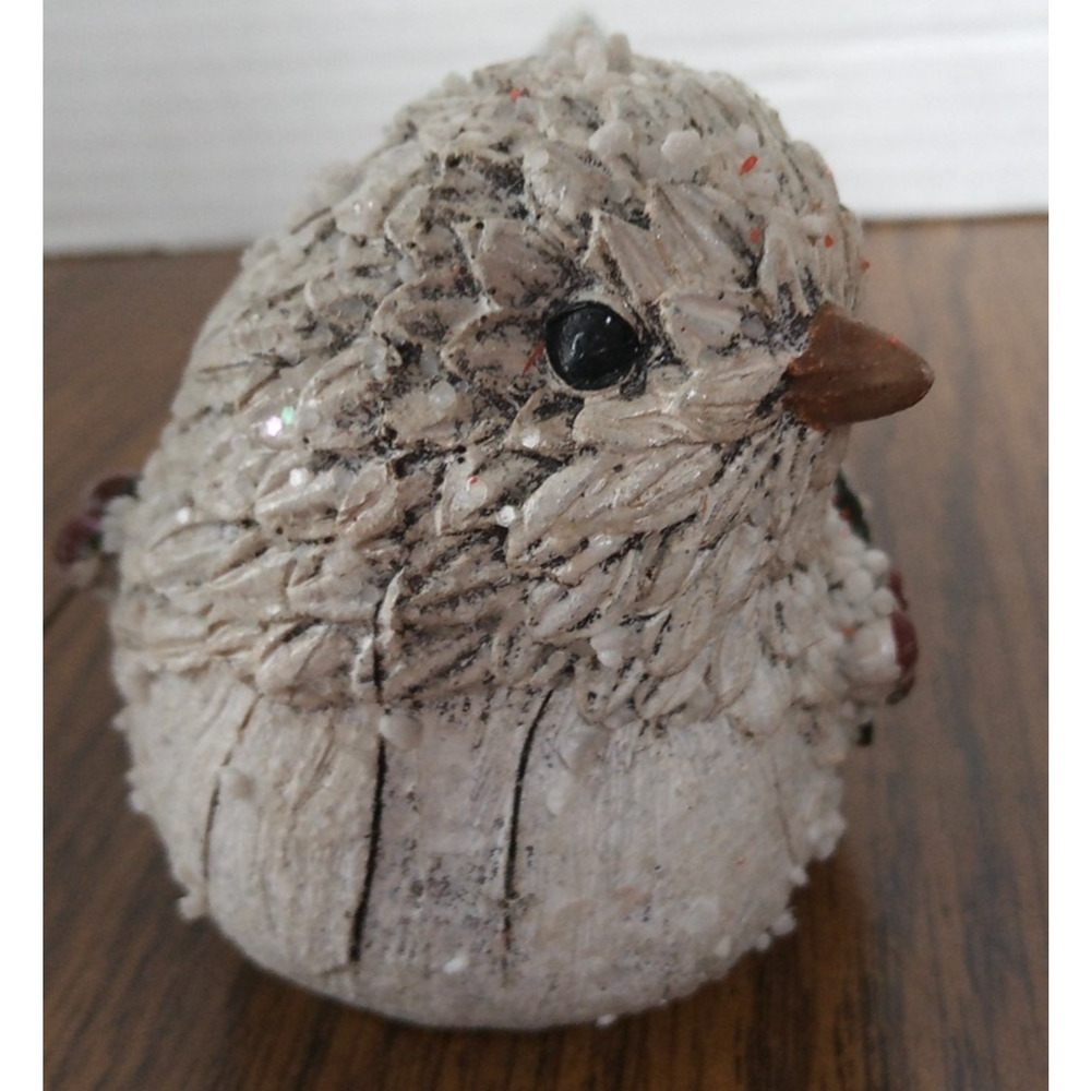 White Bird With Holly Ceramic Figurine